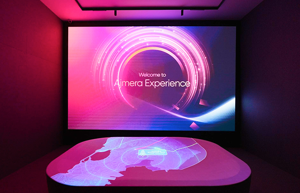 Immersive led display sync with touchable pod